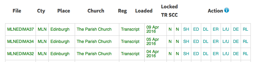 List of batches with actions