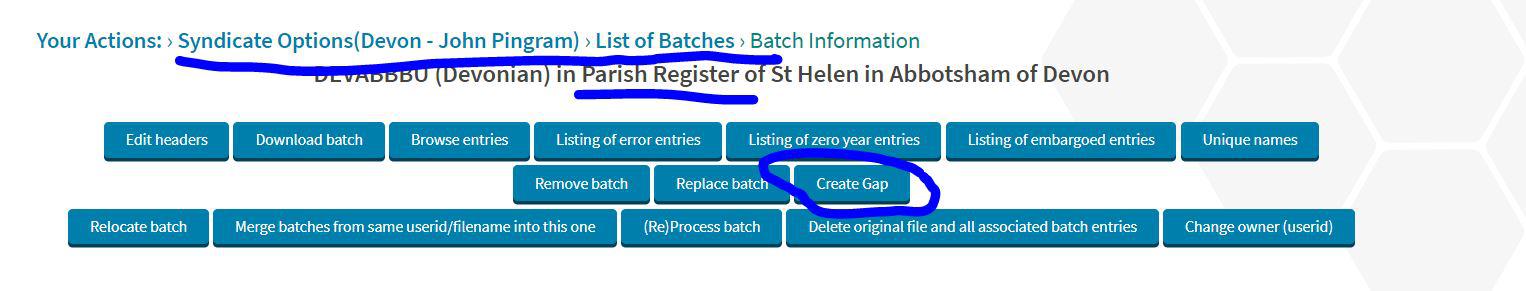 Create Gap for batch